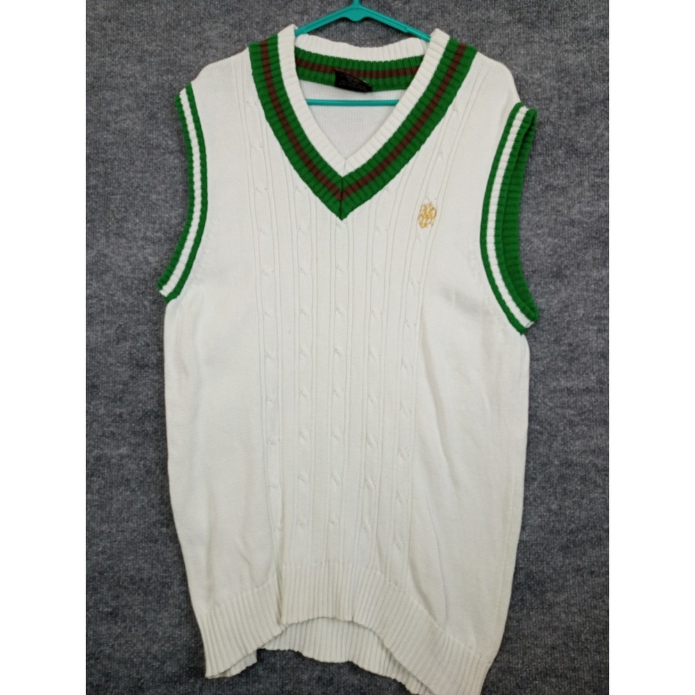 Southpole Cream Cable Knit Vest Mens Large Golf Preppy V Neck Sleeveless